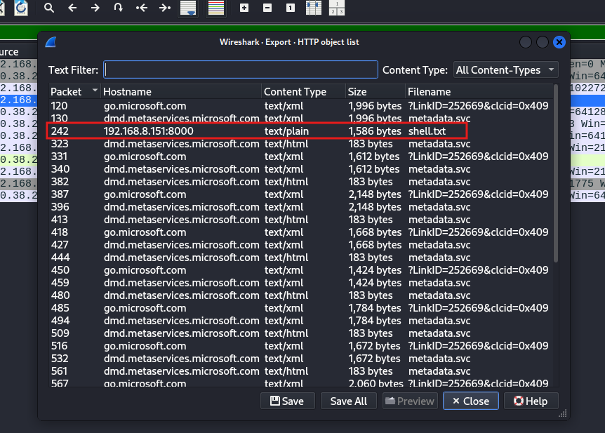 HTTP objects with shell.txt